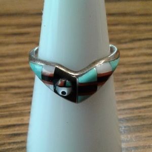 Vintage Zuni Native American Multistone Ring Size 7
